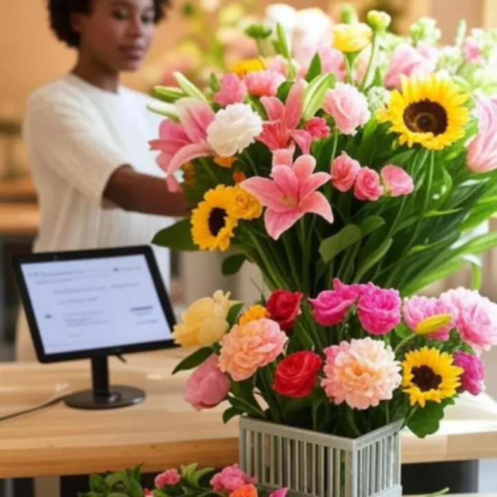 Elegáns virágcsokor rendelés közben a Fresh Petal Store online felületén