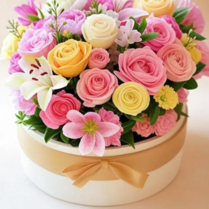 Elegáns virágdoboz finom csomagolással a Fresh Petal Store-tól